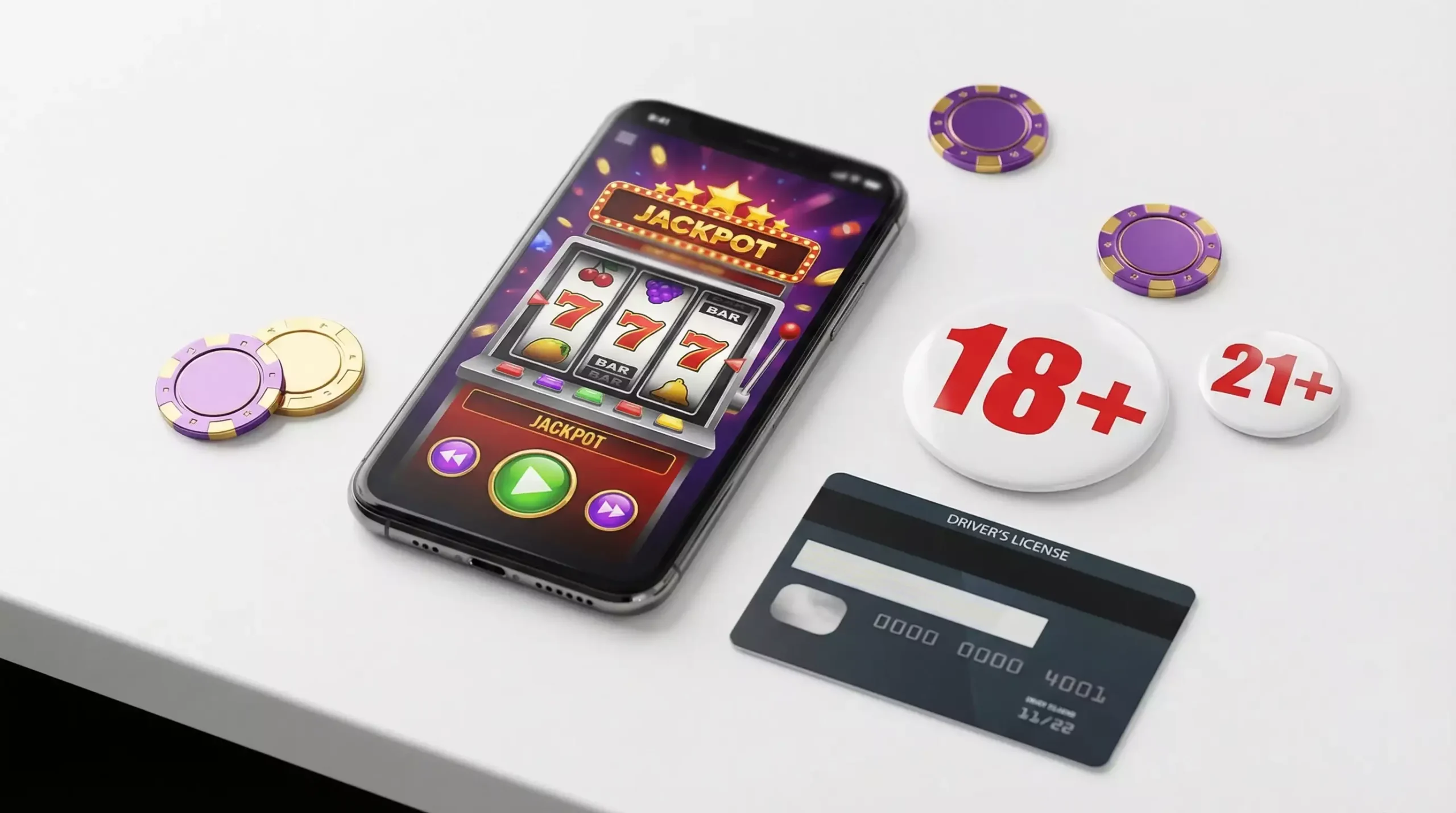 Age verification badge showing 18+ and 21+ symbols for sweepstakes casino access