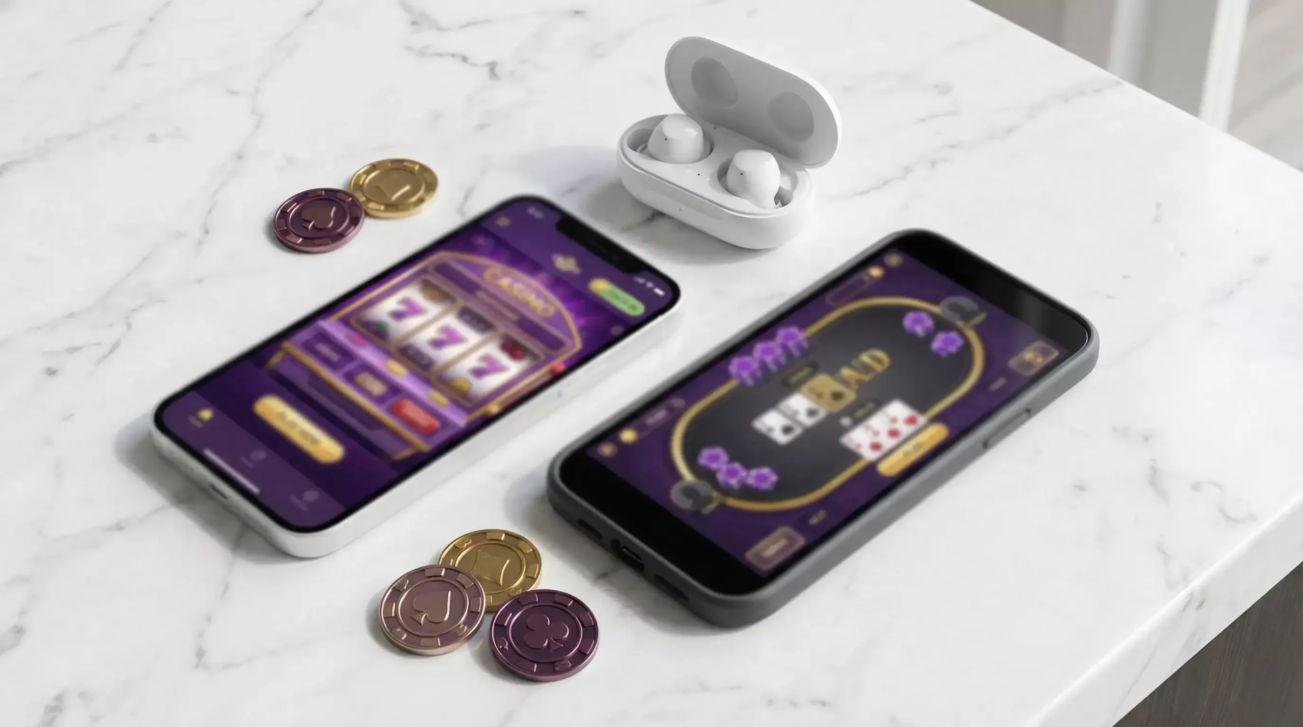 Smartphone showing sweepstakes casino app interface with mobile gaming icons